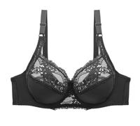 ZYMIADOU Sujetador de encaje de cobertura completa, brasier de lencería diaria, sujetadores de encaje floral, sin relleno, copas con aros, regalo de lencería diaria, Negro, 90D
