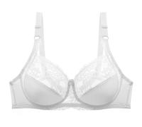ZYMIADOU Sujetador de encaje de cobertura completa, brasier de lencería diaria, sujetadores de encaje floral, sin relleno, copas con aros, regalo de lencería diaria, blanco, I