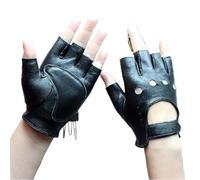 Zymjzbetic Guantes de conducir de cuero Guantes de cuero medio dedo for mujer, moda, for fitness, conducción, una sola capa, sin forro, huecos, cortos, for motociclismo(Color 1,7)