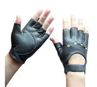 Zymjzbetic Guantes de conducir de cuero Guantes de cuero medio dedo for mujer, moda, for fitness, conducción, una sola capa, sin forro, huecos, cortos, for motociclismo(Color 2,6.5)