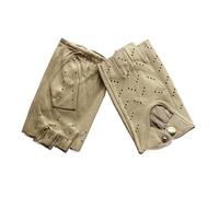 Zymjzbetic Guantes de conducir de cuero Guantes de cuero medio dedo for mujer, moda, for fitness, conducción, una sola capa, sin forro, huecos, cortos, for motociclismo(Color 5,8.5)