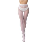 Zymjzbetic Medias finas Medias blancas semitransparentes de cintura alta y entrepierna suave for mujer, color liso, con puntera reforzada nailon(White)