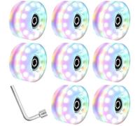 Zymjzbetic Patines de Ruedas de Doble hilera con luz de Alto Destello, Ruedas Brillantes, Patines for Hielo seco, Ruedas Brillantes, Ruedas for Patinaje sobre Hielo para Patines(Colored Light X8PCS)
