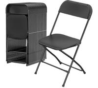 Zymjzbetic Silla Plegable Silla Plegable de plástico Blanco for Interiores y Exteriores, Asiento Comercial apilable portátil for con Marco Acero, Muebles for el hogar(Black 20pcs)