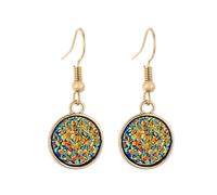 Zymoplas 1 par de pendientes colgantes, accesorios de joyería colgantes redondos Drusy, suministros a juego para ropa, decoraciones para mujer, pendientes de aleación, Color
