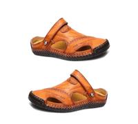 Zymoplas 1 par de sandalias de cuero para hombre, primavera verano, elegantes, impermeables, de Color sólido, para viajar, playa, padre, calzado, regalo, Marrón, treinta y nueve