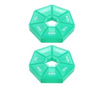 Zymoplas 2 piezas 7 días pastillero plástico 7 rejillas almacenamiento tableta dispensador portátil hogar viaje campamento caja Accesorios, cian