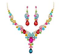 Zymoplas 3 unids/set collar de mujer elegante nupcial niñas banquete boda pendiente gargantilla adorno de gota regalo de cumpleaños, Vistoso