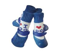 Zymoplas 4 Piezas de Zapatos para Mascotas, Botas de Lluvia para la Nieve, Conjunto Calcetines Impermeables, Buena Elasticidad, calcetín Grueso, Calzado para Suelo al Aire Libre, Amor Azul, Metro