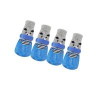 Zymoplas 4 Piezas de Zapatos para Mascotas, Botas de Lluvia para la Nieve, Conjunto Calcetines Impermeables, Buena Elasticidad, calcetín Grueso, Calzado para Suelo al Aire Libre, Azul, S