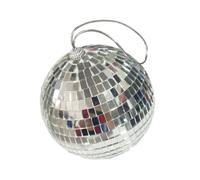 Zymoplas Bola de espejo de discoteca, lámparas redondas de cristal giratorias plateadas, barra de luz de escenario de música de baile, decoraciones navideñas para bodas y fiestas, 15cm /Plata