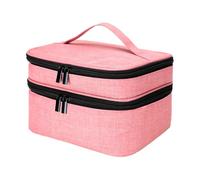 Zymoplas Bolsa organizadora de Esmalte de uñas de Doble Capa, Bien organizada y fácil de Llevar, Bolsa de Estuche de Transporte de Esmalte de uñas de Nailon Duradera, Rosa