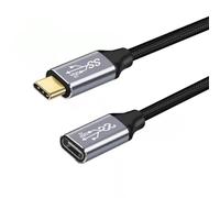 Zymoplas Cable de Datos Tipo C Macho a Hembra, portátil, 10 Gbps, Cable de proyección de vídeo Profesional, convertidor de Potencia para Sala de reuniones, 1.5 m