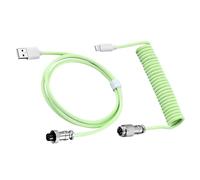 Zymoplas Cable USB para teclado de aviación con rosca resistente al desgaste, teclado mecánico ABS en espiral, color verde