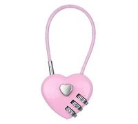 Zymoplas Candado de combinación de 2 piezas, minicandado en forma corazón, resistente y duradero, ideal para bolsas almacenamiento, gimnasios y exteriores, rosa, 06U(50CM)