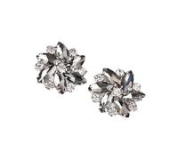 Zymoplas Clips Elegantes para Zapatos con Diamantes de imitación, joyería, Hebilla de Zapato de Cristal, Vestido de Novia, Ropa con Diamantes, Flor, Gris, 1 par