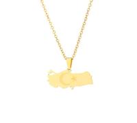 Zymoplas Collar con bandera patriótica de estilo fino para un aspecto refinado y elegante, collar con colgante de bandera de mapa de Turquía de acero inoxidable, oro