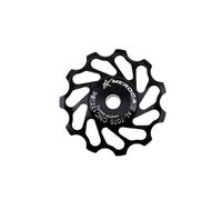 Zymoplas Desviador Trasero de 11T, rodamiento de cerámica Ligero, Rueda para Jockey aleación Aluminio, guía Dientes Positiva/Negativa Resistencia, Negro, 11T