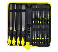 Zymoplas Juego de 17 limas, herramientas de escofina para pulir carpintería Para madera, mango goma para artesanos, limas molienda DIY con bolsa almacenamiento, Amarillo