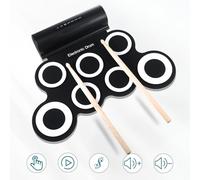 Zymoplas Juego de batería electrónica para producción musical y práctica de conexión computadora Rollo gel sílice con kit almohadilla alimentado por USB