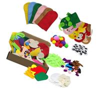 Zymoplas Juego de costura colorido de fieltro con diseño de animales para manualidades de marionetas de mano, accesorio de tejido educativo temprano para niñas escolares