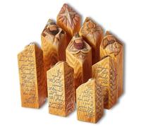 Zymoplas Kit de estatuas de Pilar árbol Navidad 9 Piezas, Figuras decoración para el hogar y la Oficina, Columna Letras para Madera rústica, artesanías decoración Escritorio