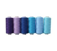 Zymoplas Kit de hilos de coser de bobinas de suministros de costura esenciales en varios colores y varios colores se pueden seleccionar libremente, Línea azul de 6 colores