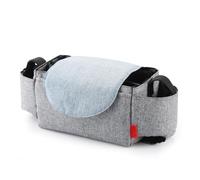 Zymoplas Organizador Universal para cochecitos de bebé, bolsa plegable, silla de paseo portátil, portavasos impermeable, tela Oxford, Gris