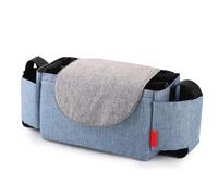 Zymoplas Organizador Universal para cochecitos de bebé, bolsa plegable, silla de paseo portátil, portavasos impermeable, tela Oxford, Azul