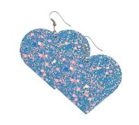 Zymoplas Pendientes en forma de corazón estilo elegante brillo oreja gota joyería exagerada elementos de cuero Artificial pendiente para mujer banquete, lago azul