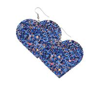 Zymoplas Pendientes en forma de corazón estilo elegante brillo oreja gota joyería exagerada elementos de cuero Artificial pendiente para mujer banquete, Azul