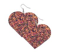 Zymoplas Pendientes en forma de corazón estilo elegante brillo oreja gota joyería exagerada elementos de cuero Artificial pendiente para mujer banquete, azul polvoriento