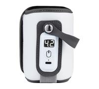 Zymoplas Simplify Feedings-calentador de biberones portátil, cubierta ajustable de PU con pantalla LCD, PU Premium, Azul