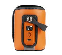 Zymoplas Simplify Feedings-calentador de biberones portátil, cubierta ajustable de PU con pantalla LCD, PU Premium, Naranja