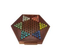 Zymoplas Tablero de Damas Cajones hexagonales de para Madera Juego de Damas Suave Robusto Juegos de Estrategia Grandes Principiantes Inicio Ocio para Adultos