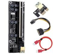 Zymoplas Tarjeta extensora PCI-E 1x a 6X USB 3,0, minimódulo de Ordenador, Cable Adaptador electrónico, Accesorios de luz LED, Cable Rojo con Ranura Negra