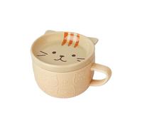 Zymoplas Taza de cerámica hecha a mano con patrones de dibujos animados, mango antiescaldado, tazas cerámica boca ancha, tazón, taza vívida e interesante, Copa Gato Amarillo