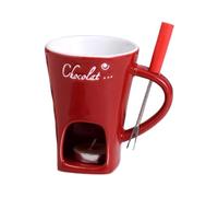 Zymoplas Taza de europea para derretir queso y servir calentadores de velas hechos cerámica, juego tazas para estofado, taza para estofado Personal, rojo