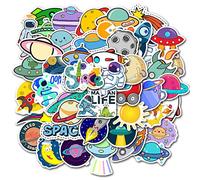 ZYMR Juego de 50 pegatinas impermeables con astronautas y cohetes para niños, adolescentes, adultos, portátiles, coches, monopatines, botellas de agua, decoración de álbumes de recortes