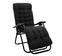 Zyncove Cojín para Tumbona Cojín para Tumbona de jardínCojín Grueso de Recambio con Funda Superior Antideslizante y Cuerda para Atar, 170x53x8cm (Negro)