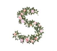 ZYNCUE Arco de vid de rosas artificiales, decoración de boda, telón de fondo blanco o rosa, 100 cm, 170 cm (rosa-2)