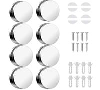 ZYNCUE Clips de espejo de cristal de 3 a 5 mm de grosor, aleación de zinc cromado, soporte de pared con acolchado de silicona, paquete de 8