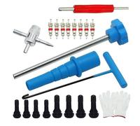 ZYNCUE Kit de instalación de vástago de válvula con extractor de núcleo para reparación de neumáticos, juego multifuncional de 3/13/23/30 piezas, azul, compatible con vástagos de válvula estándar