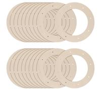 ZYNCUE Paquete de 20 marcos de madera para coronas, formas de corona circular de madera con agujeros para colgar, decoraciones de bricolaje, decoración de pared, carburador para cortacésped