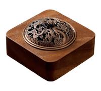 ZYNCUE Quemador de incienso de madera de nogal con tapa para decoración del hogar, difusor de aromaterapia de estilo chino para bobina, varilla e incienso en polvo, diseño de almohadilla ignífuga