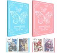 ZYNERY Paquete de 2 libros de almacenamiento de pintura de diamantes A3, 60 páginas, carpeta de arte con diamantes, carpeta grande de arte, adecuado para pintura de diamantes de 12 x 16 pulgadas (rosa