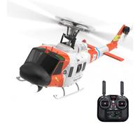 Zynflow Helicóptero RC para adultos, helicóptero de control remoto F07S UH-1 6G 8CH con diseño sin solapa, funciones automáticas inteligentes, posicionamiento de flujo óptico, 4 baterías