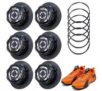 Zynqo - Lote de 6 cordones automáticos con cierre rotativo, cordones sin nudos con hilo metálico, color negro, ajuste rápido para niños y adultos, zapatos deportivos y de trabajo