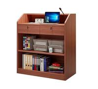 Zynqra Púlpito de Madera con cajón Extensible,con Compartimento de Almacenamiento de Doble Capa,Amplia Superficie de Lectura, Atril para Iglesia, discurso, Escuela, seminario(Sandalwood Color)