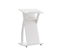 Zynqra Pupitre de pie de Madera，Atril Móvil con 4 Ruedas, Púlpito de Madera con Estante，para Iglesia, Concierto, Conferencia, Boda, Aula(White)